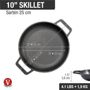 Victoria - Sartén Hierro Fundido Precurado Doble Asa de 25cm